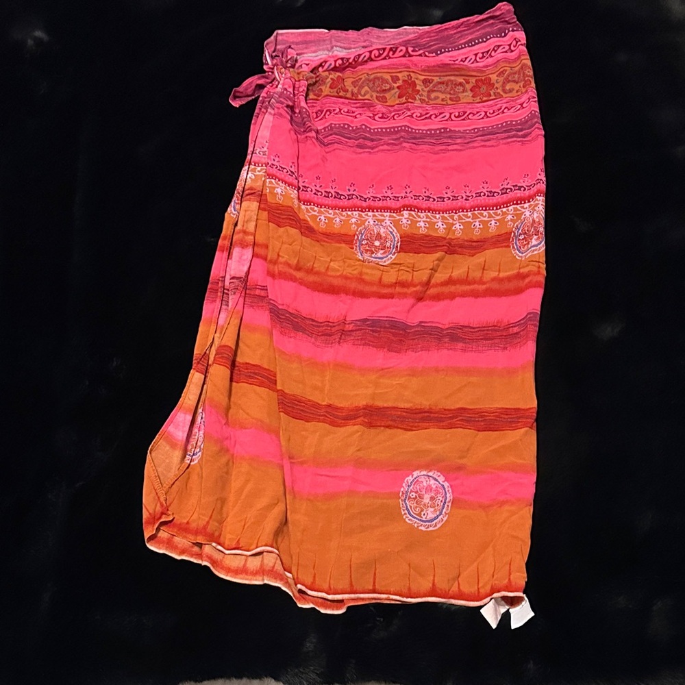 Vibrant Pink and Orange Women Swim Sarong